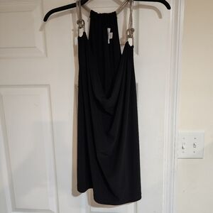 Dress Barn Black Backless Dress with Chain Straps